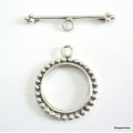 C0001- Clasp,toggle,oxidised,sterling silver,20 mm double sided round